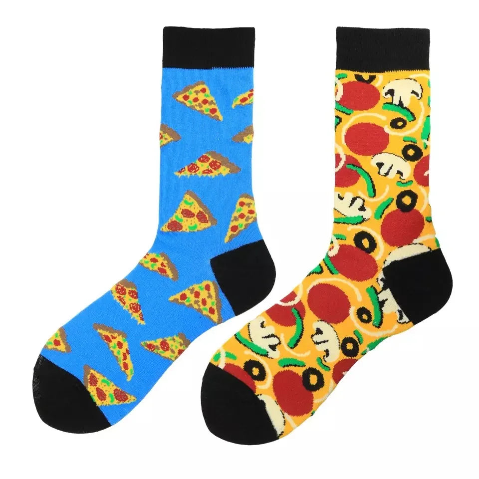 Men's Harajuku socks with print Funny AB asymmetric fashion colorful skateboard socks Happy Business Socks