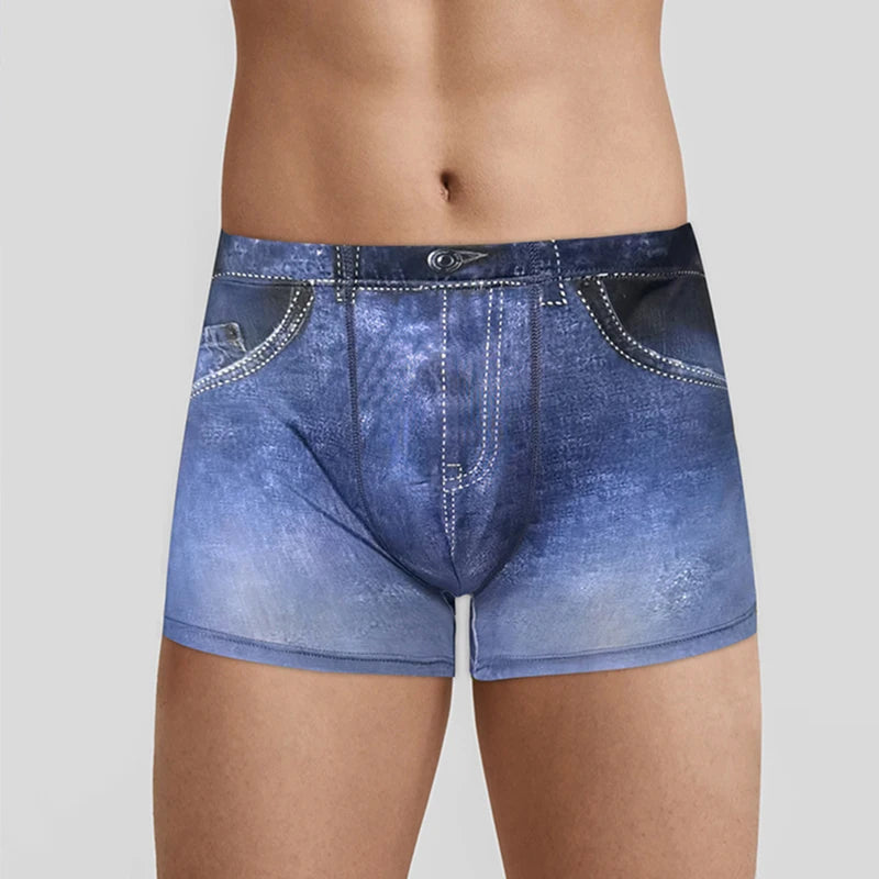 Men's 3D Print Denim Boxer Shorts