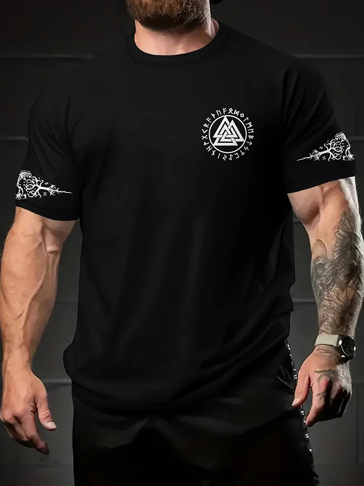 Egyptian Religious Style 3D Anubis Printed Men's Short-sleeved Shirt Outdoor Sports Men's Fitness T-shirt Street Fashion T-shirt