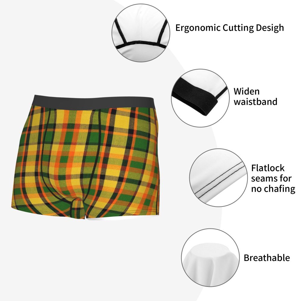 Black Watch Tartan Boxer Shorts for Men in Lycra and Polyester