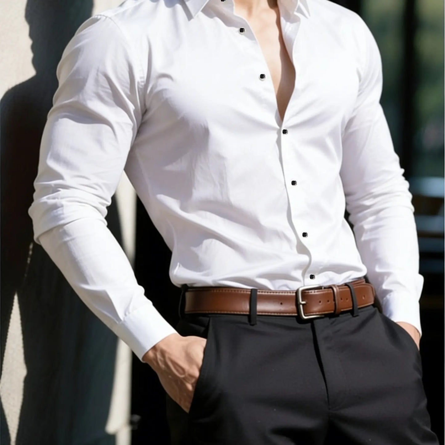 Men's Casual Long-sleeve Shirt for Spring and Autumn