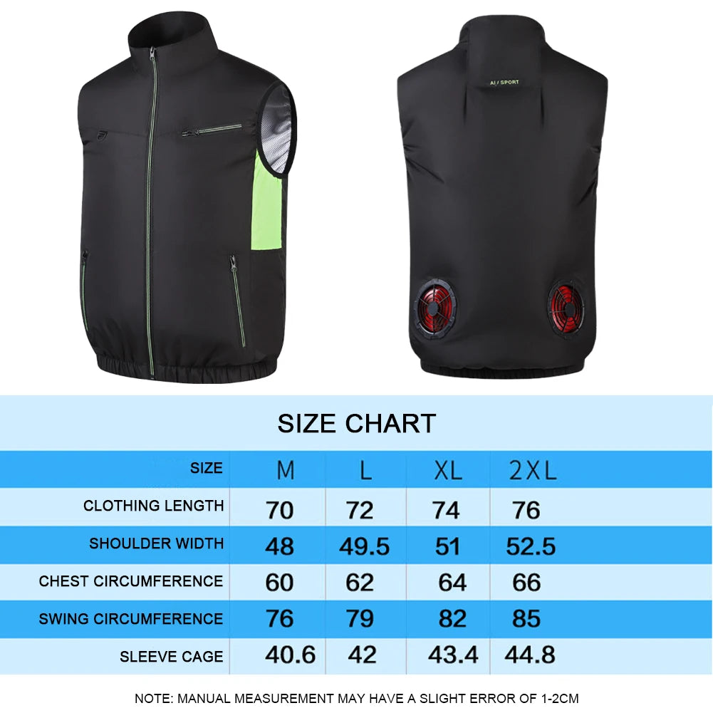 Wearable Cooling Fan Vest for Summer Camping and Fishing
