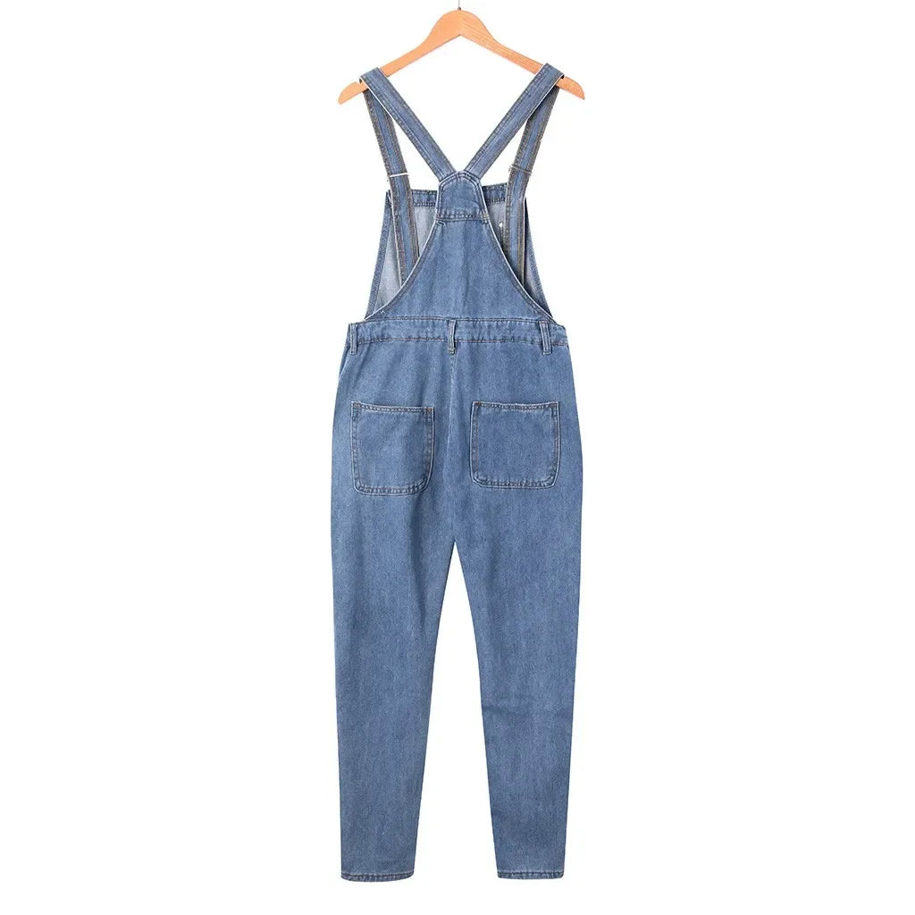 Men's Baggy Denim Pocket Overall Jumpsuit for Spring and Summer