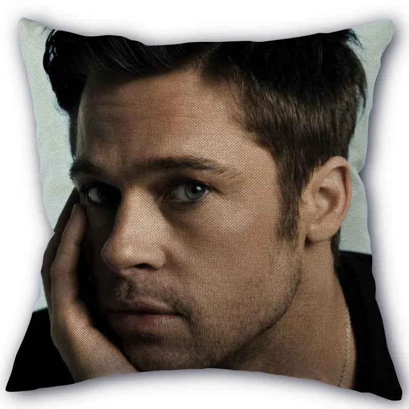 Custom Brad Pitt Pillowcase 45x45cm One Side Decoration Home Textile Cotton Pillow Cover 2026 +