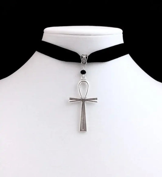 Gothic Ankh Necklace Phanax Cleopatra Black Egyptian Ankh Eternal Life Necklace
