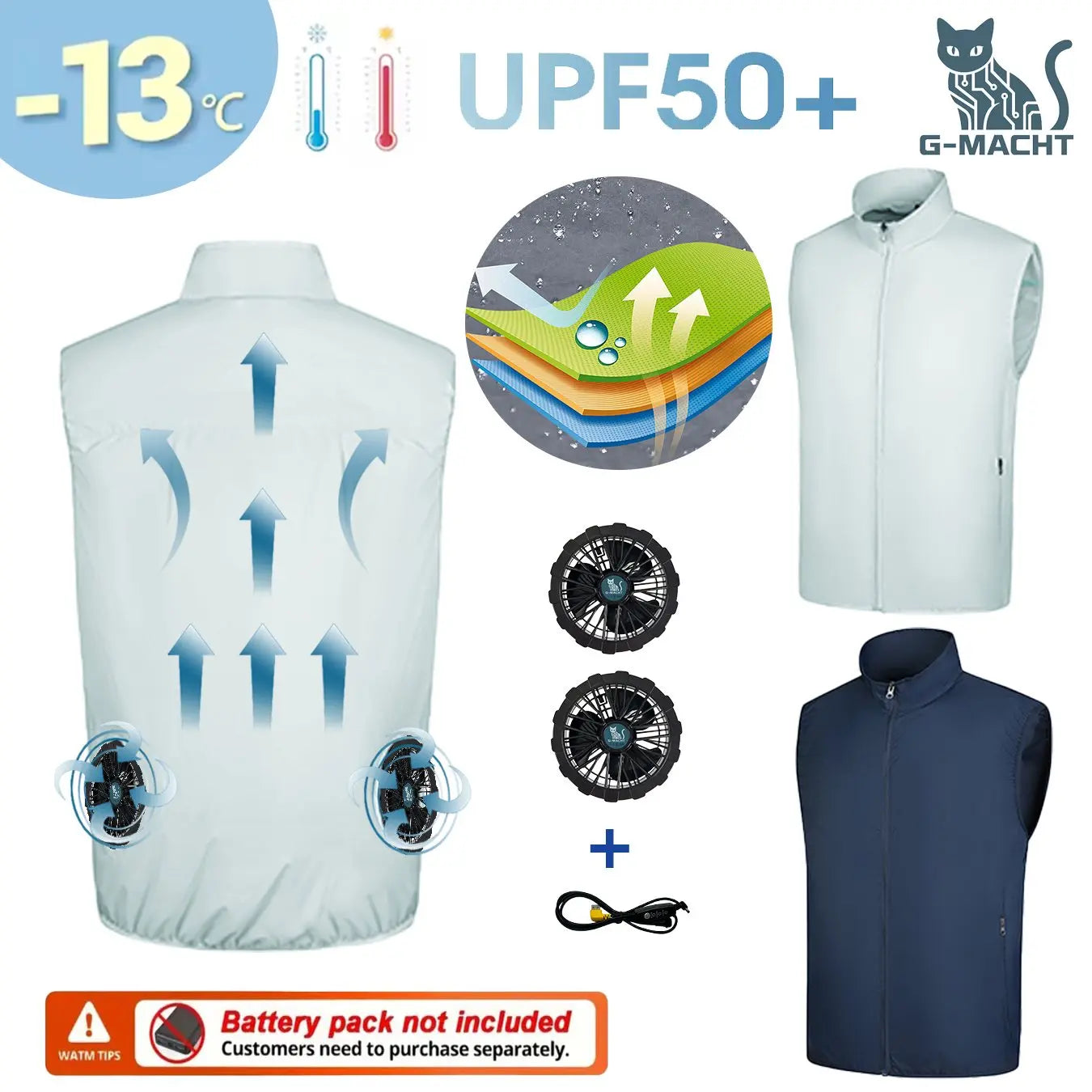 Men's Summer Cooling Vest with USB Charging Fan
