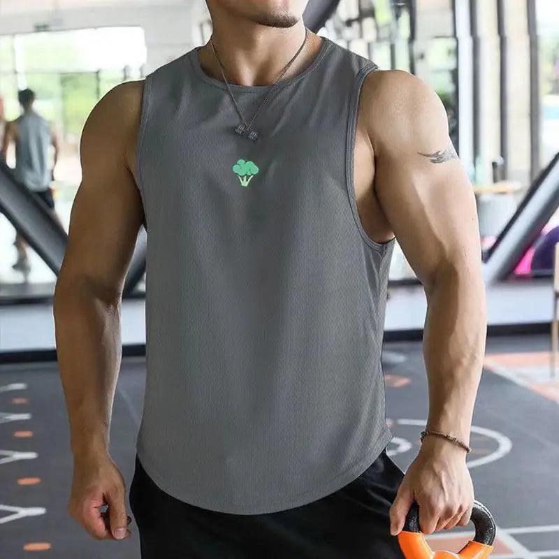 Mens fitness gyms Tank top Summer Men's Trendy Brand Running Training Quick Dry Sports Sleeveless Vest Basketball T-Shirt Vest
