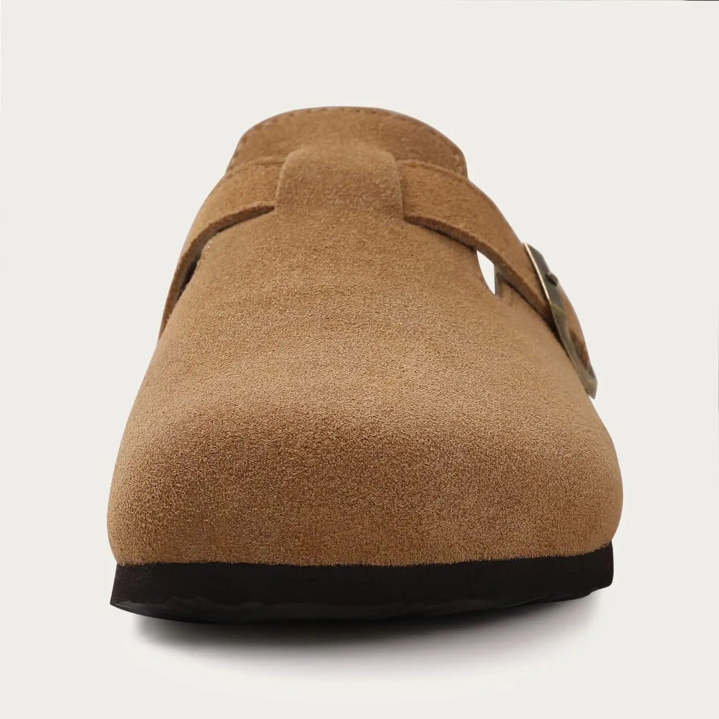 Asgard Women Cow Suede Clogs with Cork Sole and Buckle