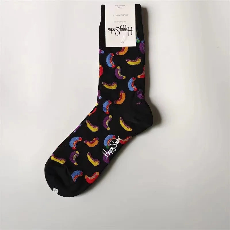 Men's Graphic Print Fun Happy Socks Casual Crew Dress Socks 41-46