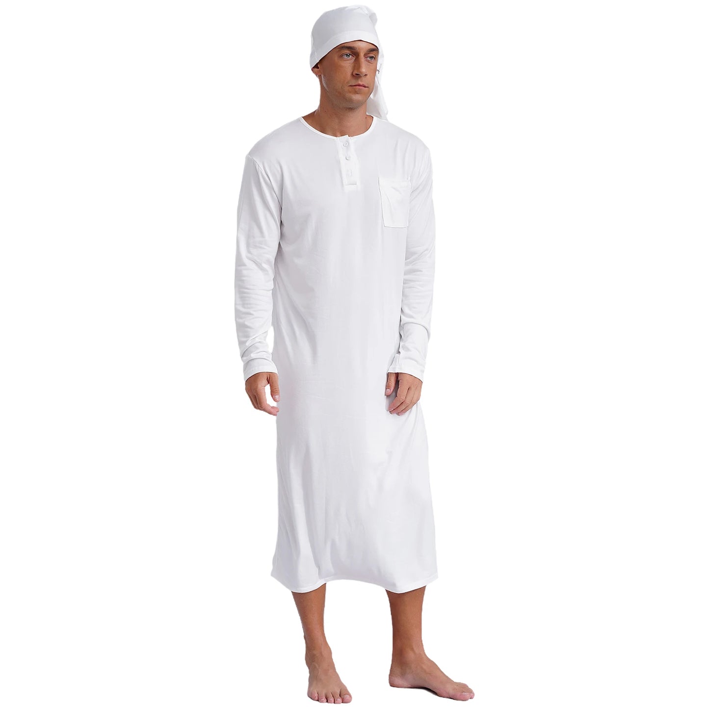 Men's Long Sleeve Sleep Robe with Hat