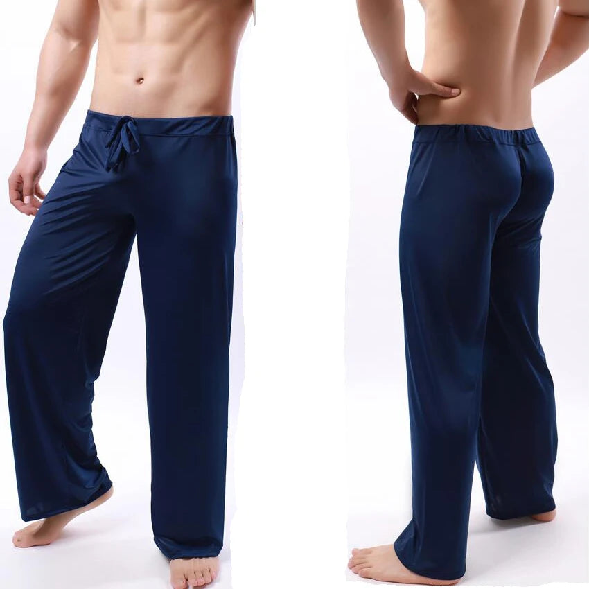 Men's Ice Silk Pyjamas Pants Soft Sleeping Bottoms Nightwear Sleepwear Trousers Casual Loose Hombre Breathable Underwear