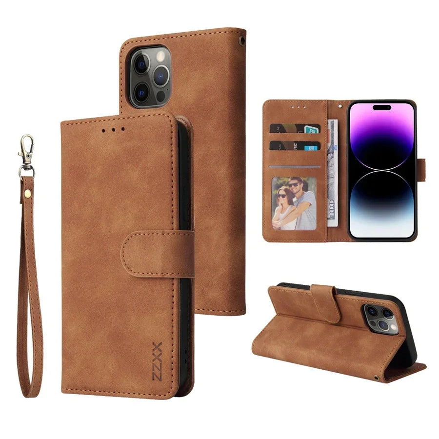 Brand ZZXX Leather Wallet Phone Case For iPhone 16e 16 Pro Max  Plus Flip Card