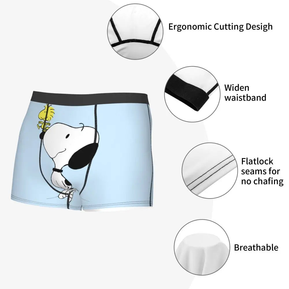Snoopy Boxer Briefs for Men - Giggle Print Polyester Blend