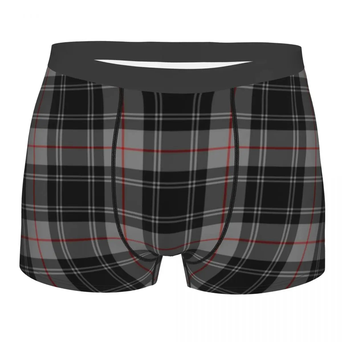 Black Watch Tartan Boxer Shorts for Men in Lycra and Polyester