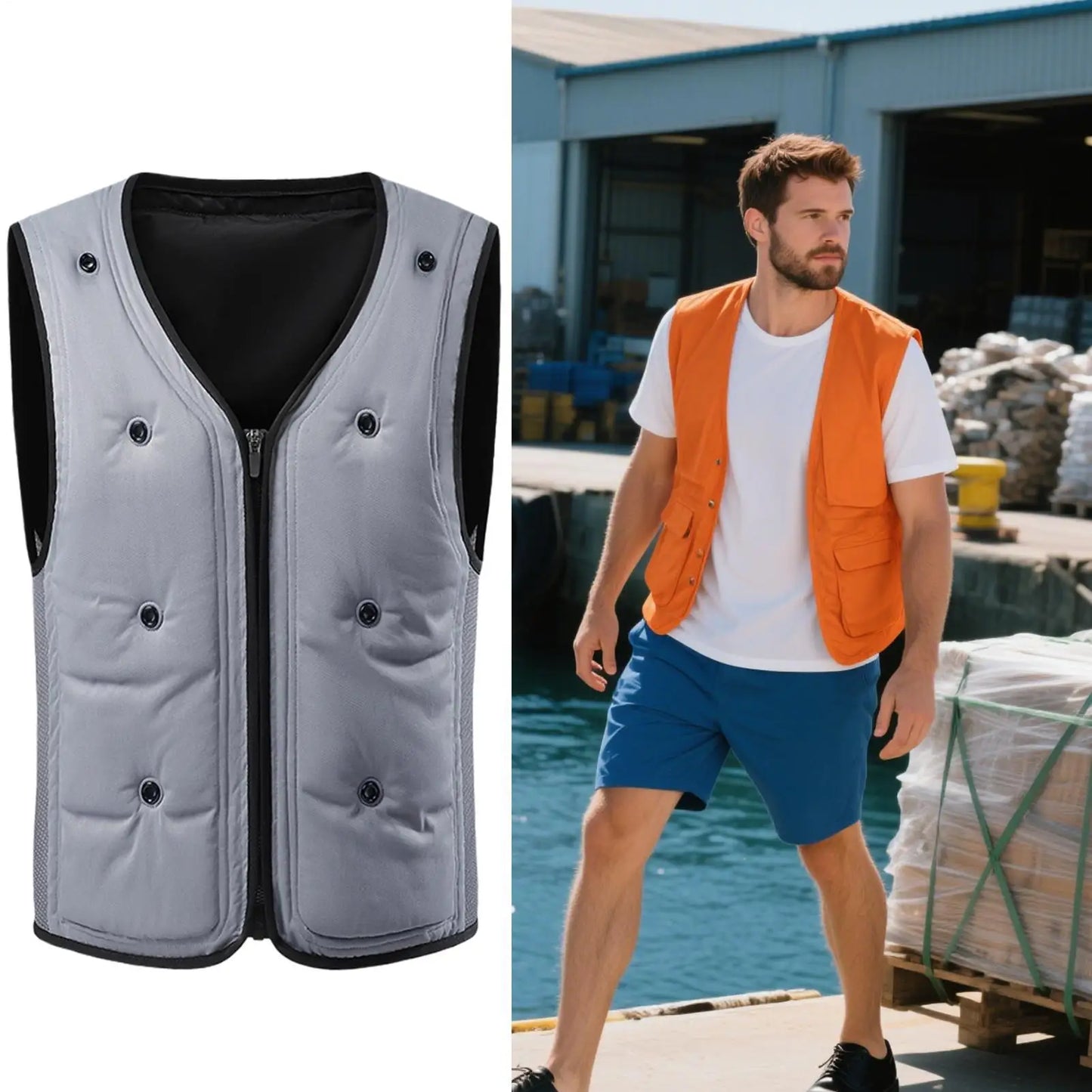 Gray Polyester Cooling Vest for Men and Women