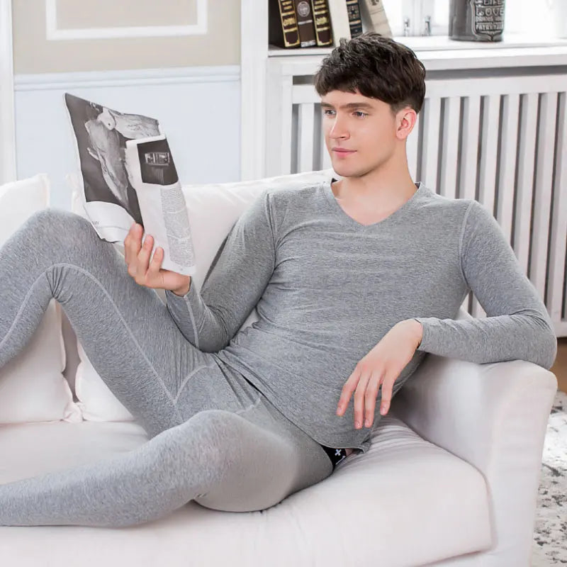 SEOBEAN Brand Long underwear set for men, V-neck autumn clothes 2026 +