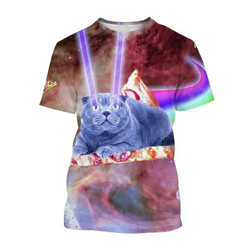 3D Printed Space Cat T-shirt for Men and Women
