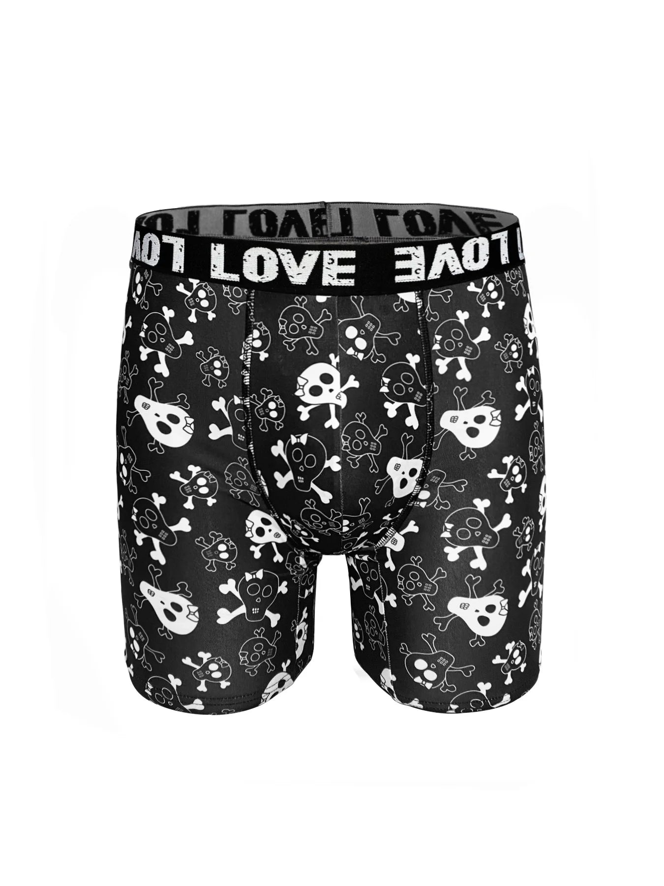 Men's Black Printed Boxer Shorts with Lips and Hearts