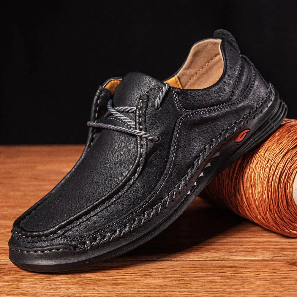 Men's Handmade Leather Casual Sneakers with Comfort Design
