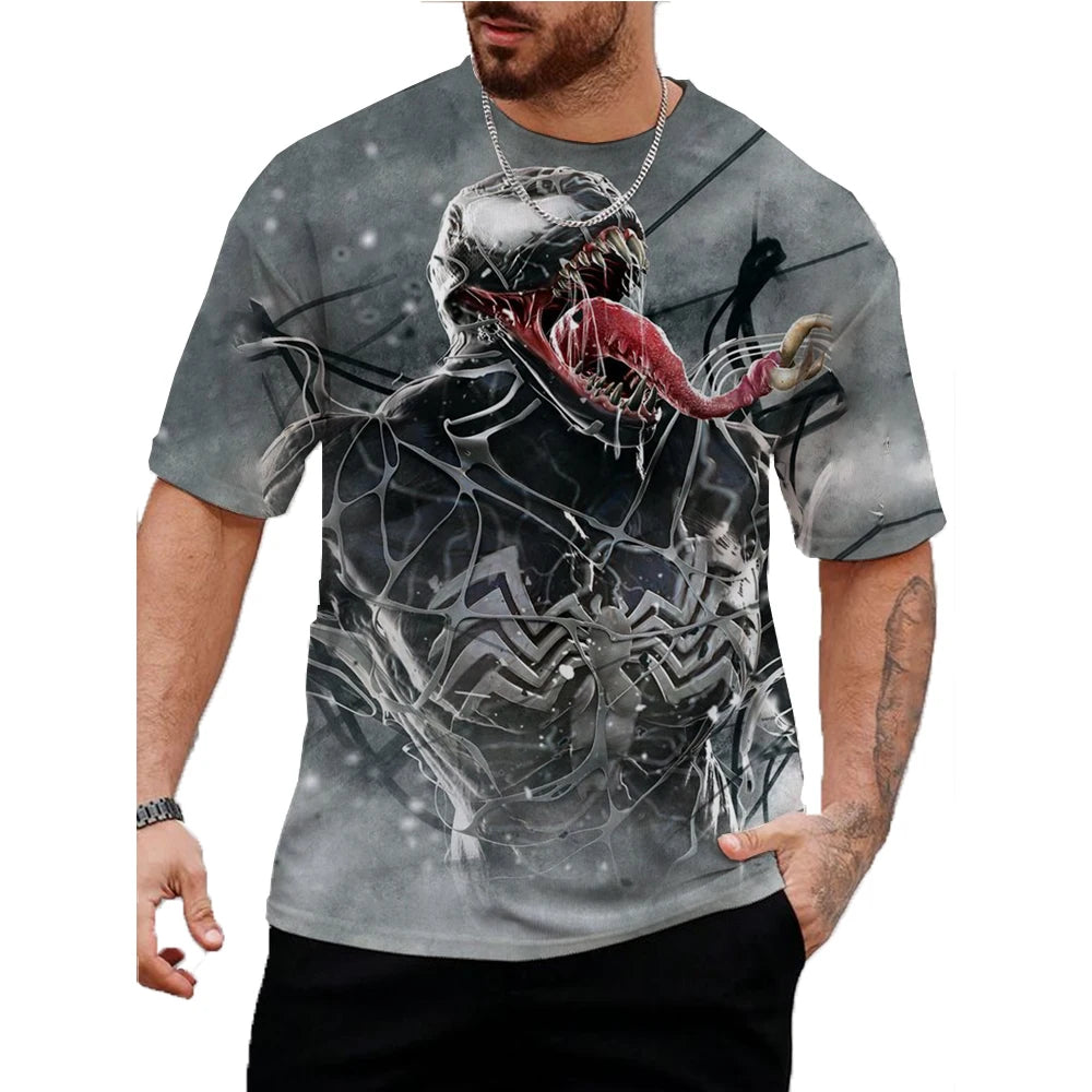 Marvel Venom Print T-Shirt Men's Shirt Summer Short Sleeved Male Pullover