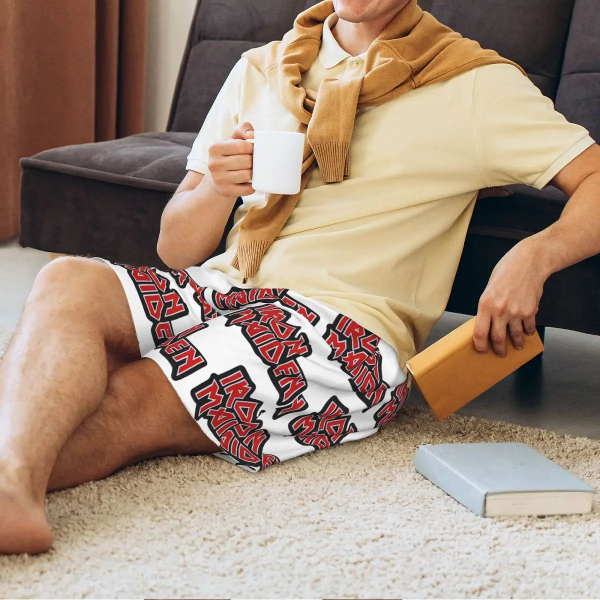 Custom IronMaidens Short Pajama Pants Men Sleepwear Sleep Lounge Bottom Shorts Sleeping Pants