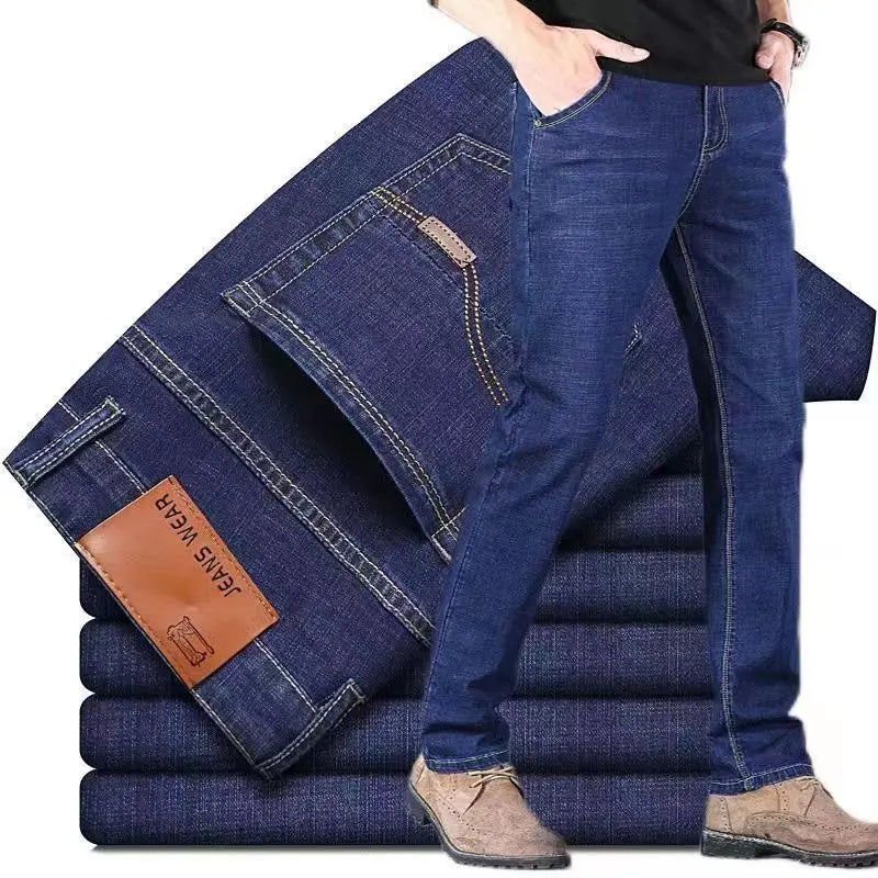 Men's Slim Fit Straight Leg Denim Jeans for All Seasons