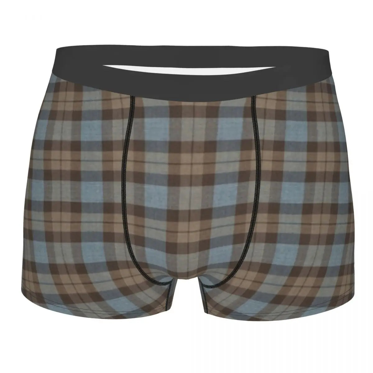 Black Watch Tartan Boxer Shorts for Men in Lycra and Polyester