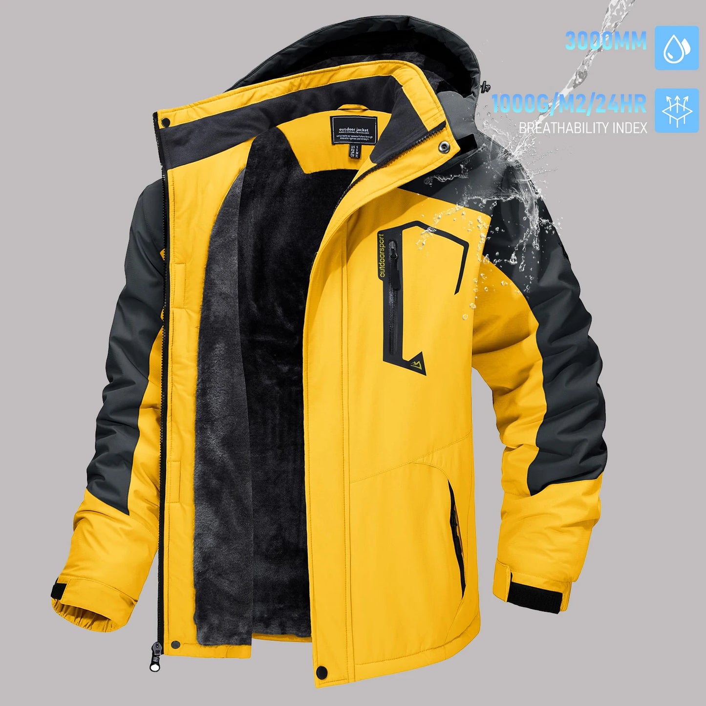 TACVASEN Men's Winter Ski Jackets Waterproof Fleece Coats Insulated Thermal Snowboard Jacket Parka Raincoat with Hood Man Parka