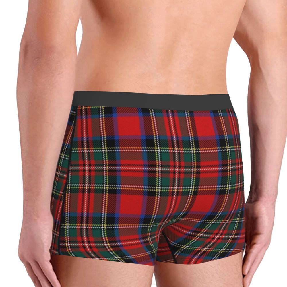 Black Watch Tartan Boxer Shorts for Men in Lycra and Polyester