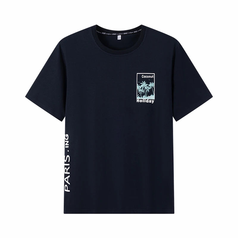 Men's Cotton Round Neck T-Shirt 6XL 7XL Casual Wear