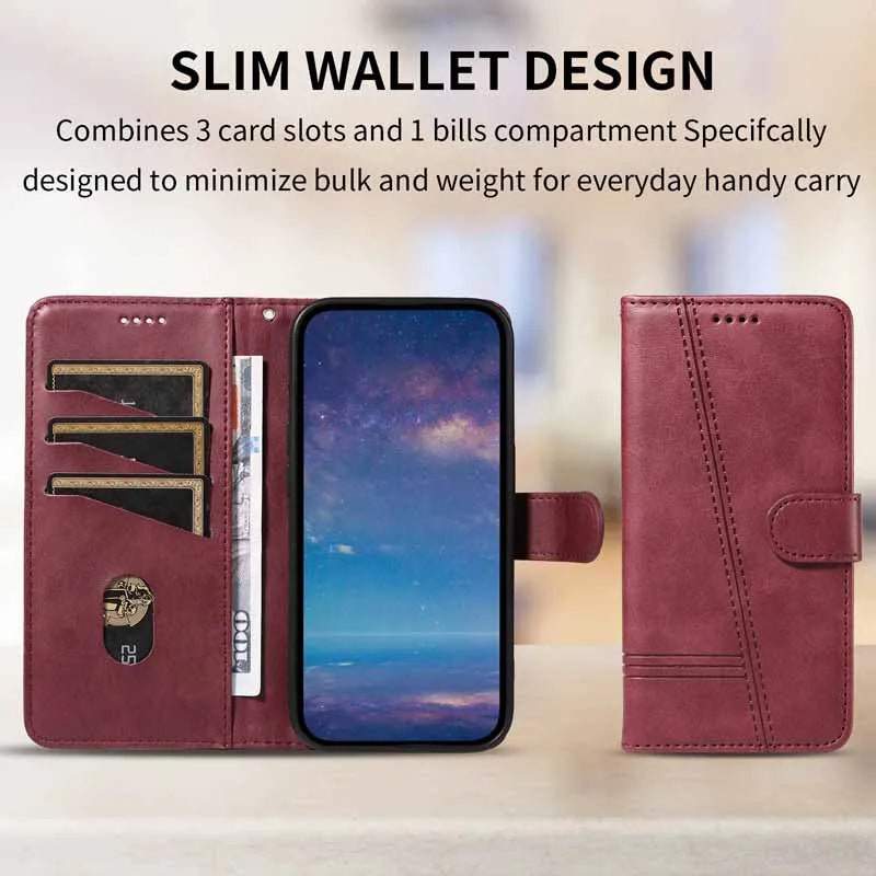Tsimak Leather Case For Motorola Moto G13 Flip Wallet Phone Cover