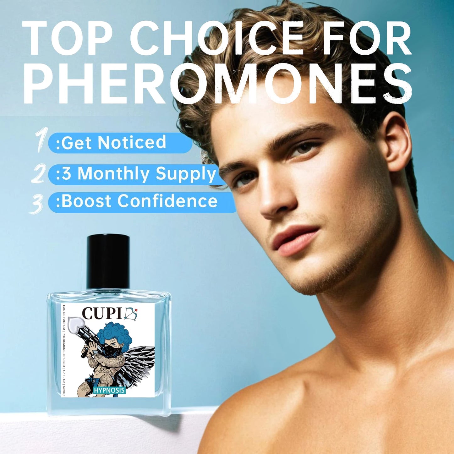 50ml Cupid Cologne Perfume Pheromone Cologne for Men Long Lasting Enhances Intimacy High Quality Hombre Perfume Attract Women