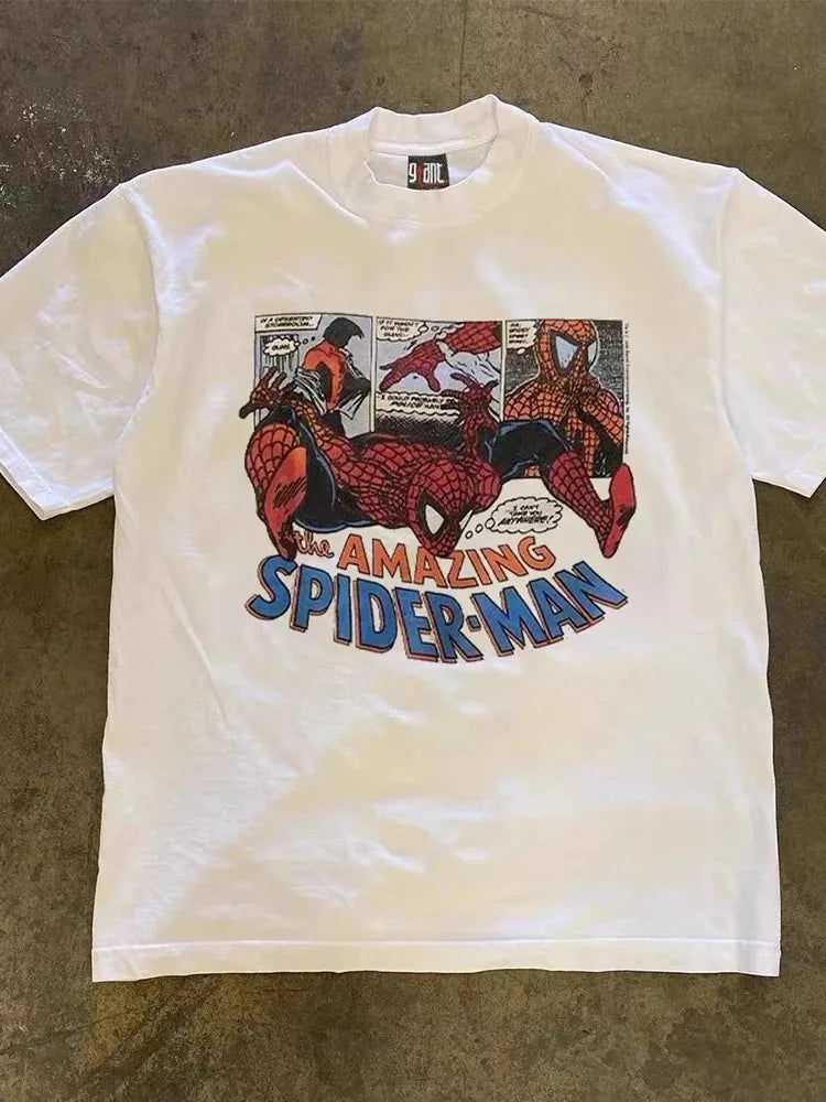 Y2K Friendly Neighbourhood Marvel Spider Man Short Sleeve T-Shirt for Men and Women