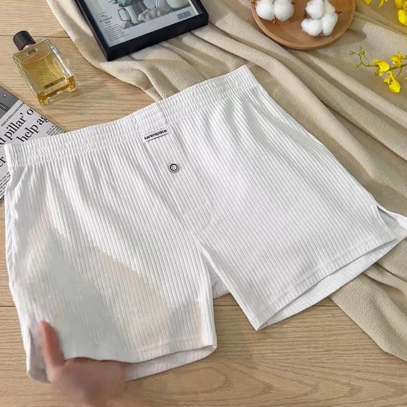 Mens Underwear Stretch Cotton Boxer Shorts Threaded Aro Pants Sleepwear Loungewear Shorts Boxers Male Underpants Panties 1PCS