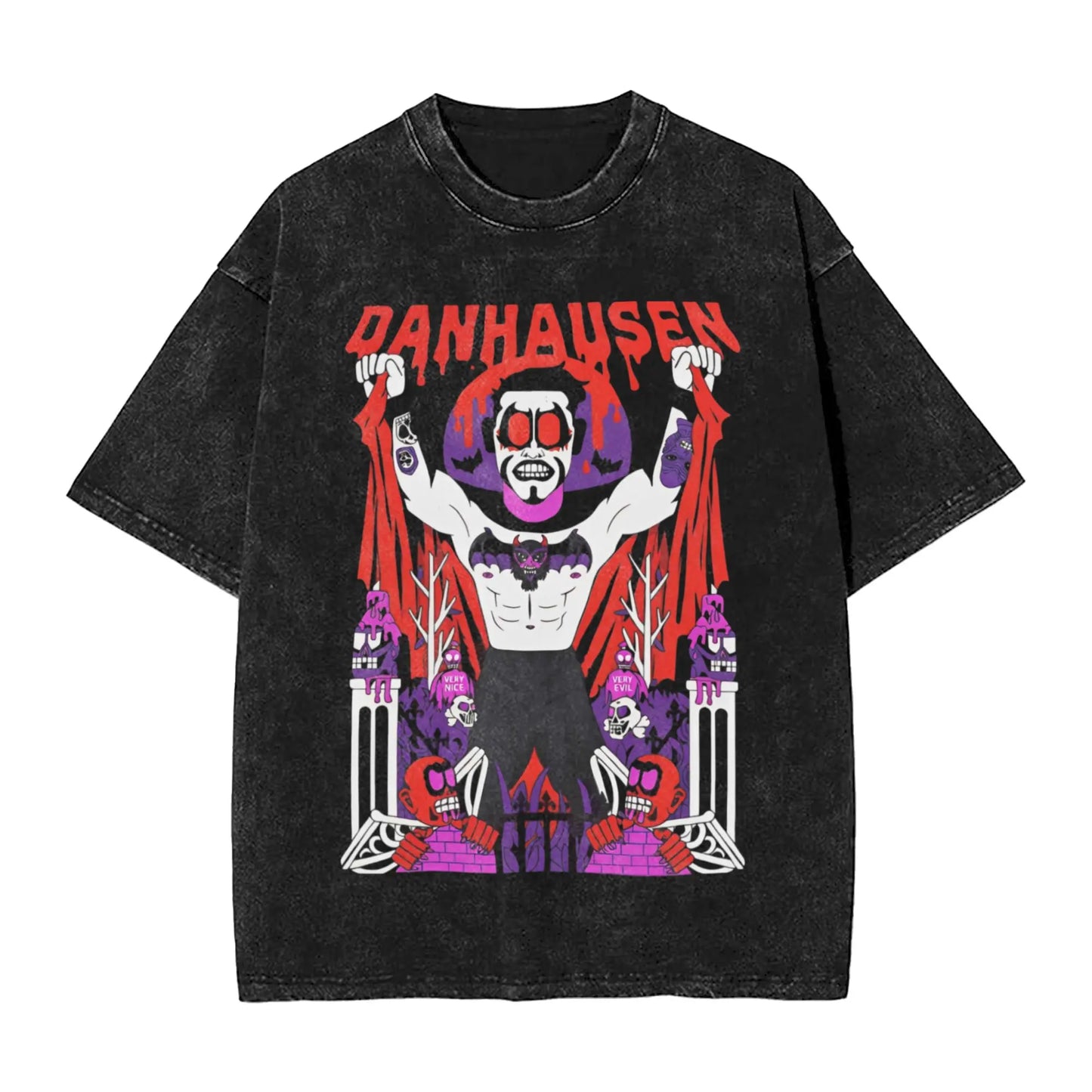 Mens T-Shirt Danhausen Wrestler Washed T Shirts Hipster  Summer Tees Y2K Retro Design Casual Tops Plus Size 2XL
