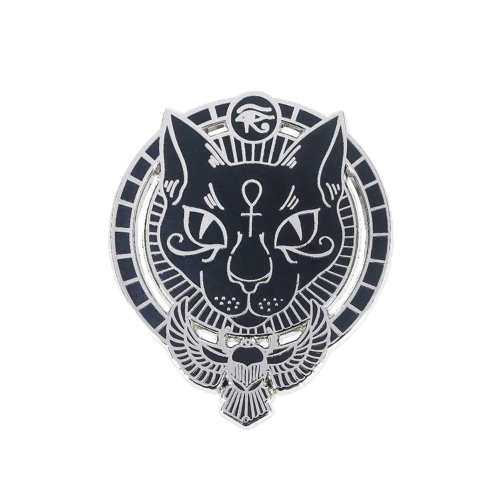 Egyptian Cat Goddess Bastet Lapel Pin Eye of Horus Ancient Egyptian Symbo Brooch Feline Mythology Jewelry