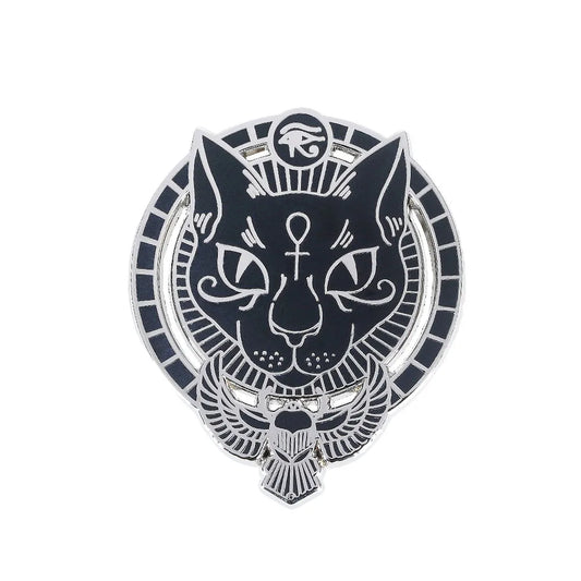 Egyptian Cat Goddess Bastet Lapel Pin Eye of Horus Ancient Egyptian Symbo Brooch Feline Mythology Jewelry