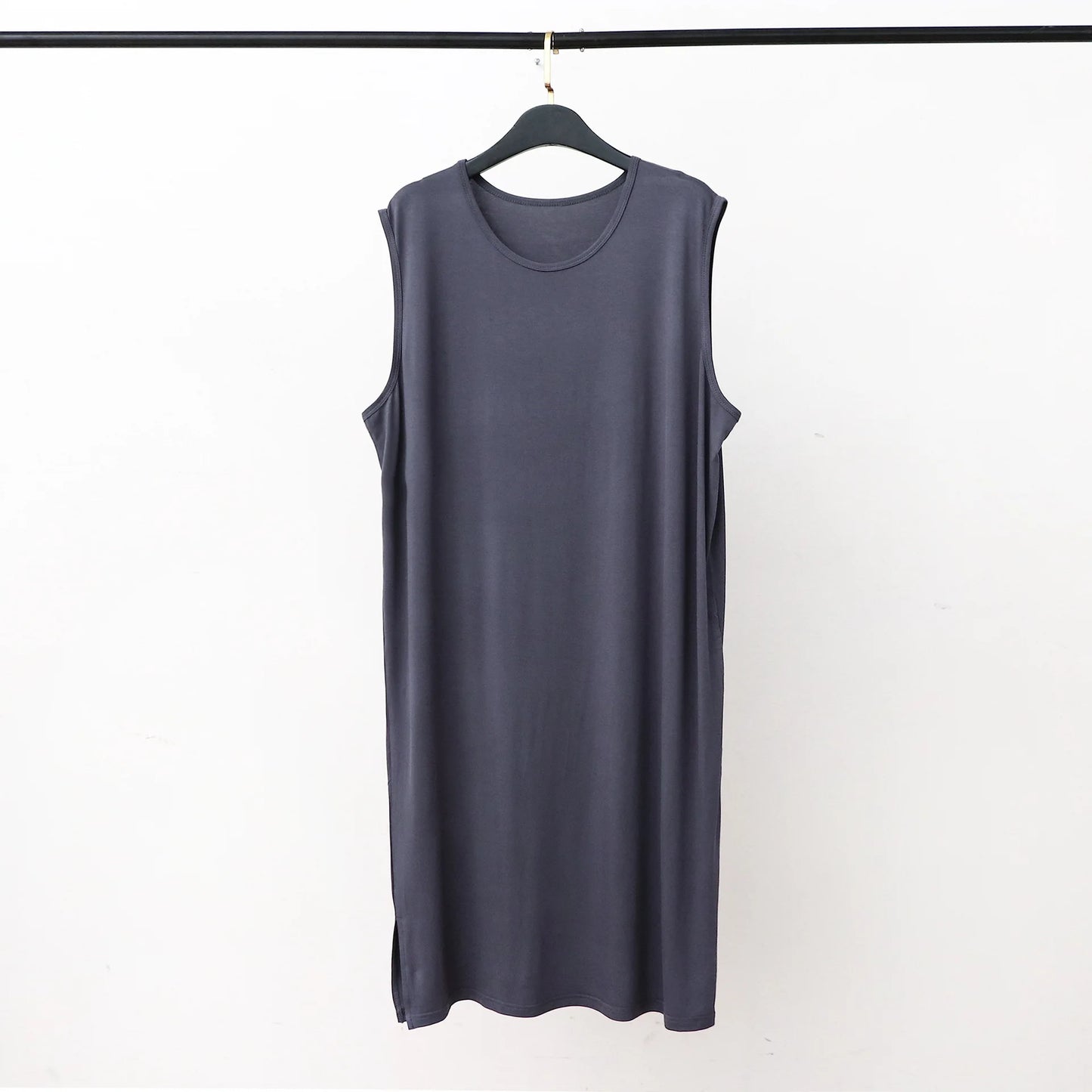 Men's Modal O-Neck Robe in Black, Blue, Gray
