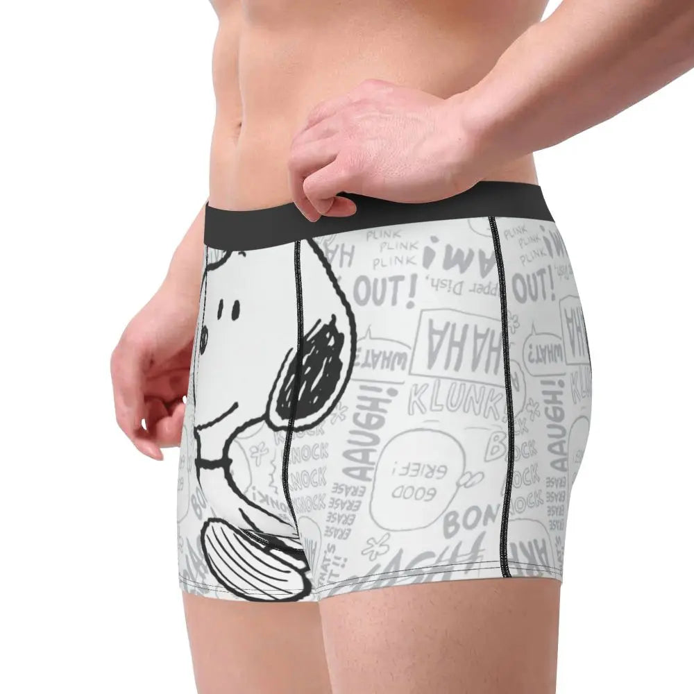 Snoopy Boxer Briefs for Men - Giggle Print Polyester Blend