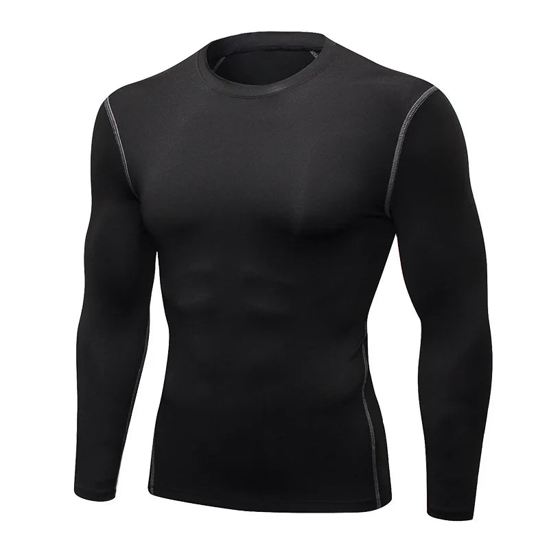 1pcs Men's Long-sleeved Thermal Male Thin Tight Fitting Elastic Fitness Tops