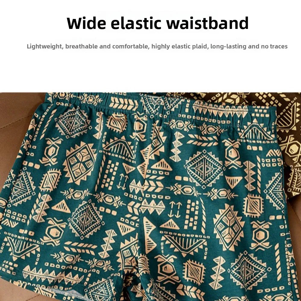 Men's Cotton Boxer Briefs Ethnic Print Plus Size