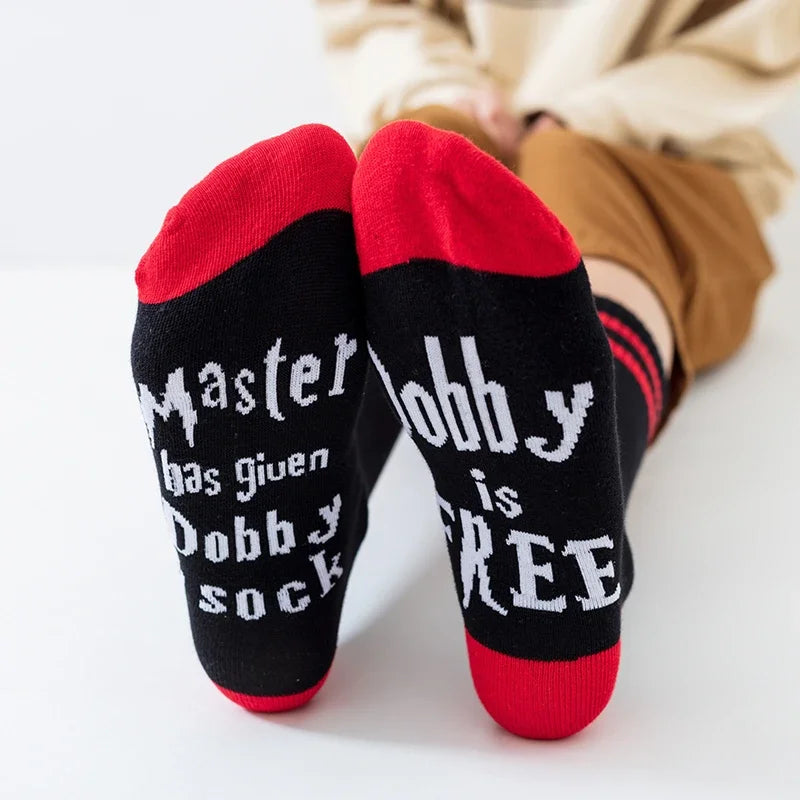 New High Quality Print Letter  is Free Funny Men Socks Striped Women Novelty Chaussettes Femme Spring Streetwear Cotton Sokken