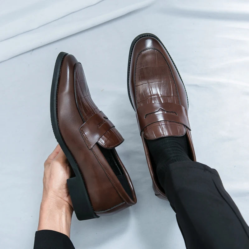 Men's Casual Loafers in Black and Brown PU