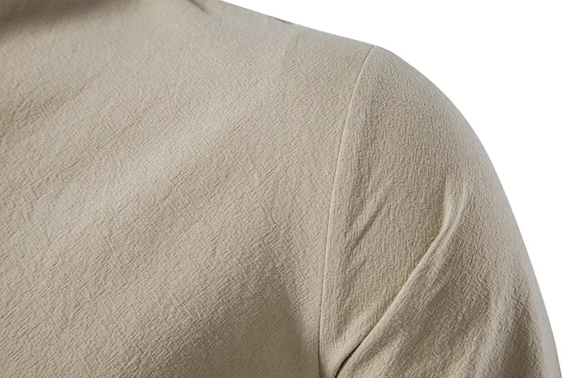 NONE 2026 + Men's Casual Blouse Cotton Linen Shirt Top