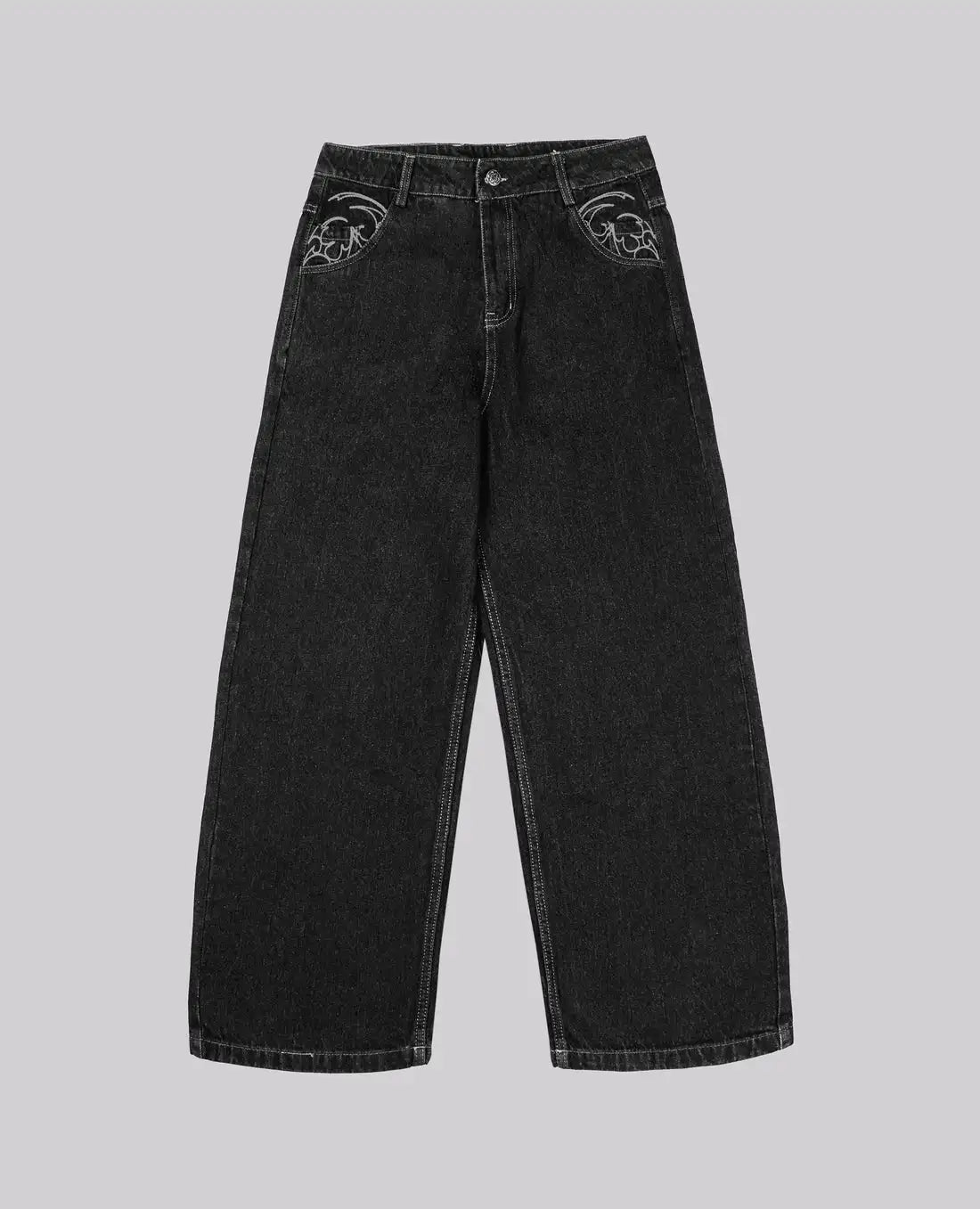 90s Retro Embroidery Jeans for Men in Loose Fit