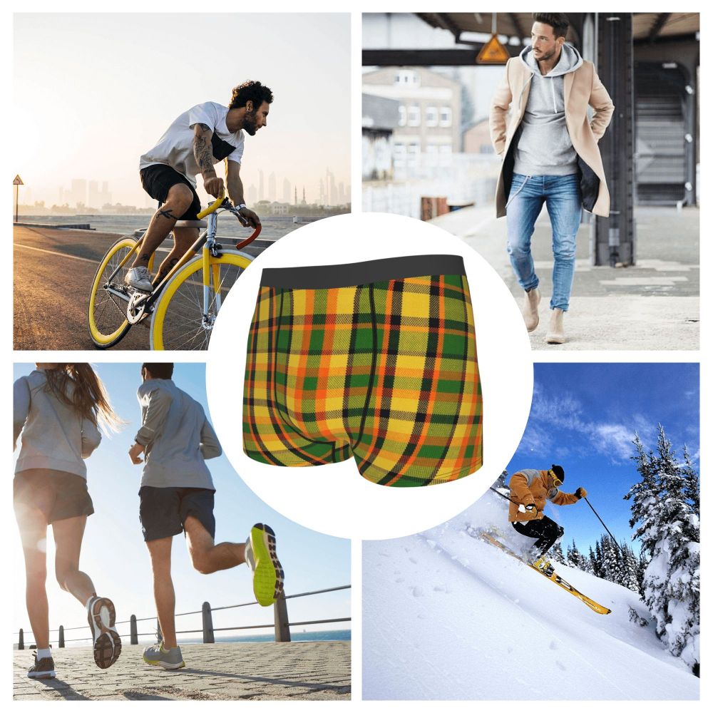 Black Watch Tartan Boxer Shorts for Men in Lycra and Polyester