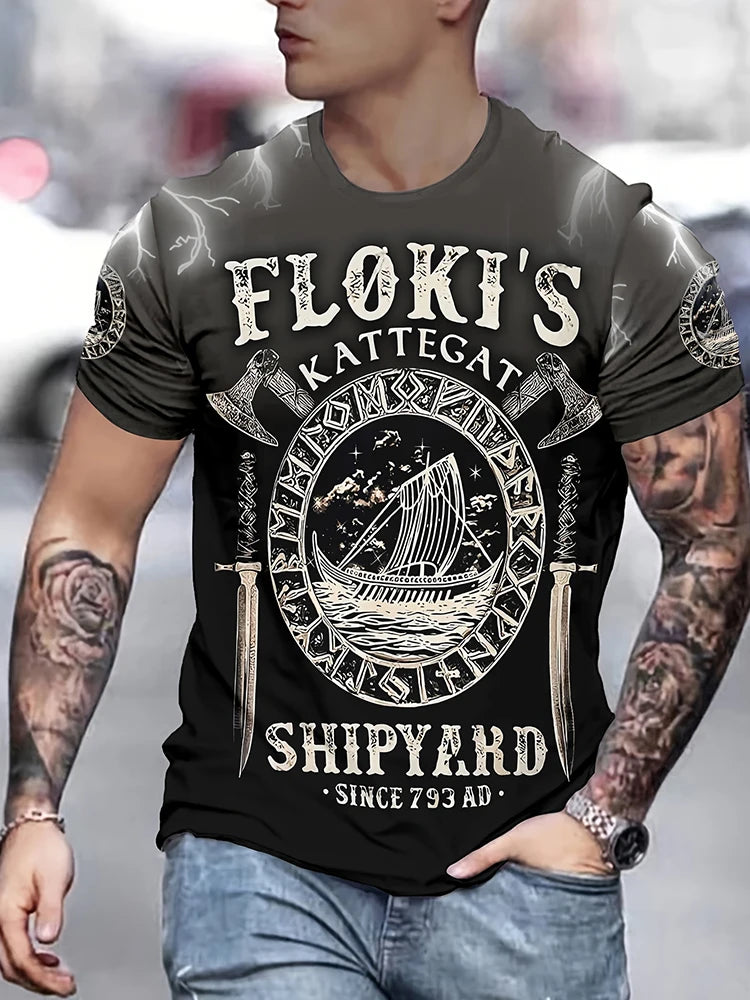 Egyptian Religious Style 3D Anubis Printed Men's Short-sleeved Shirt Outdoor Sports Men's Fitness T-shirt Street Fashion T-shirt