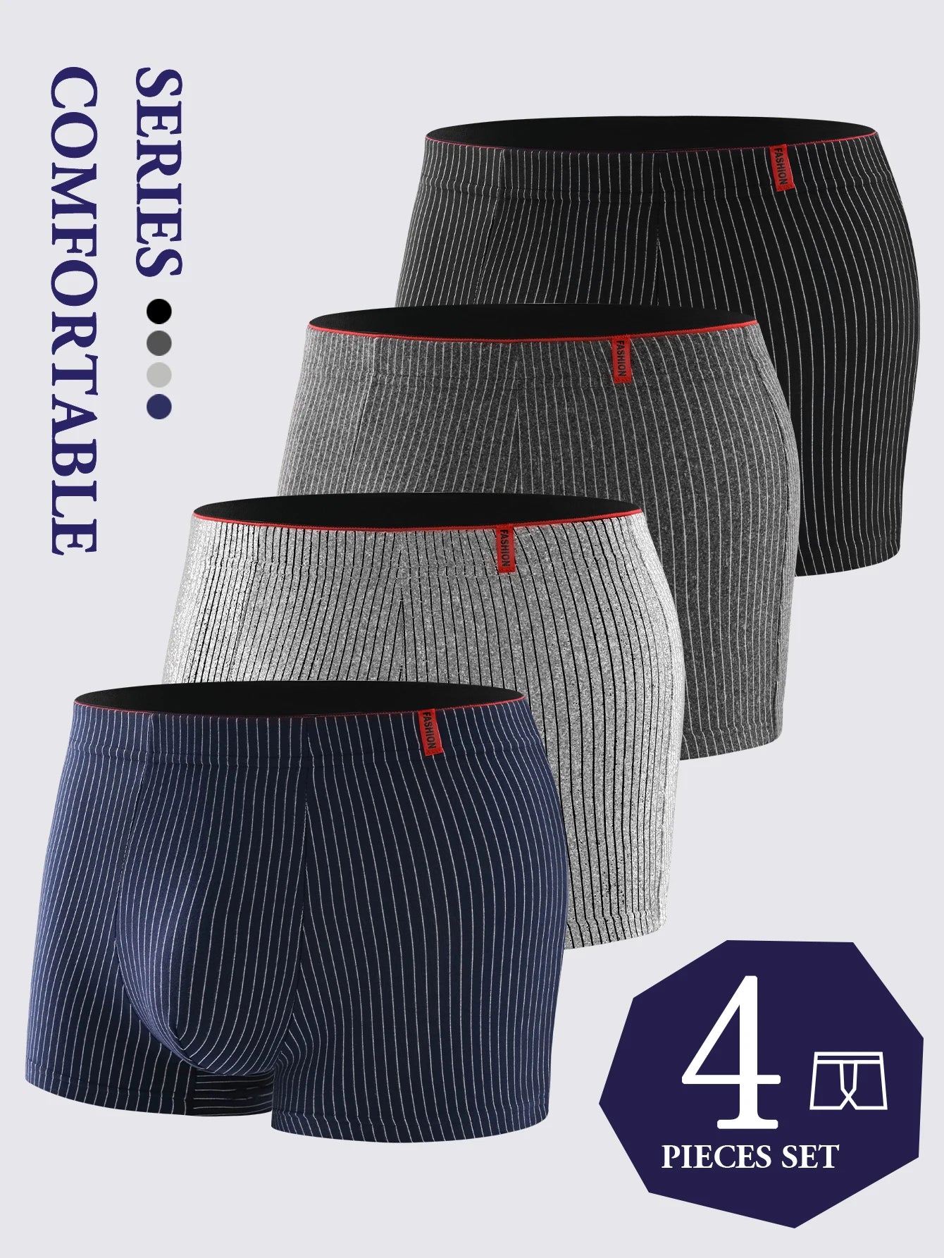Men's Striped Boxer Shorts Made of Polyester and Elastane