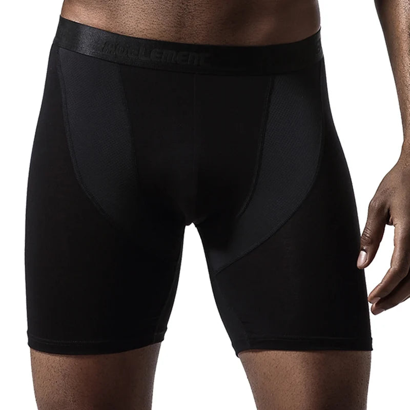 Men's Breathable Mesh Boxer Shorts in Black and Gray