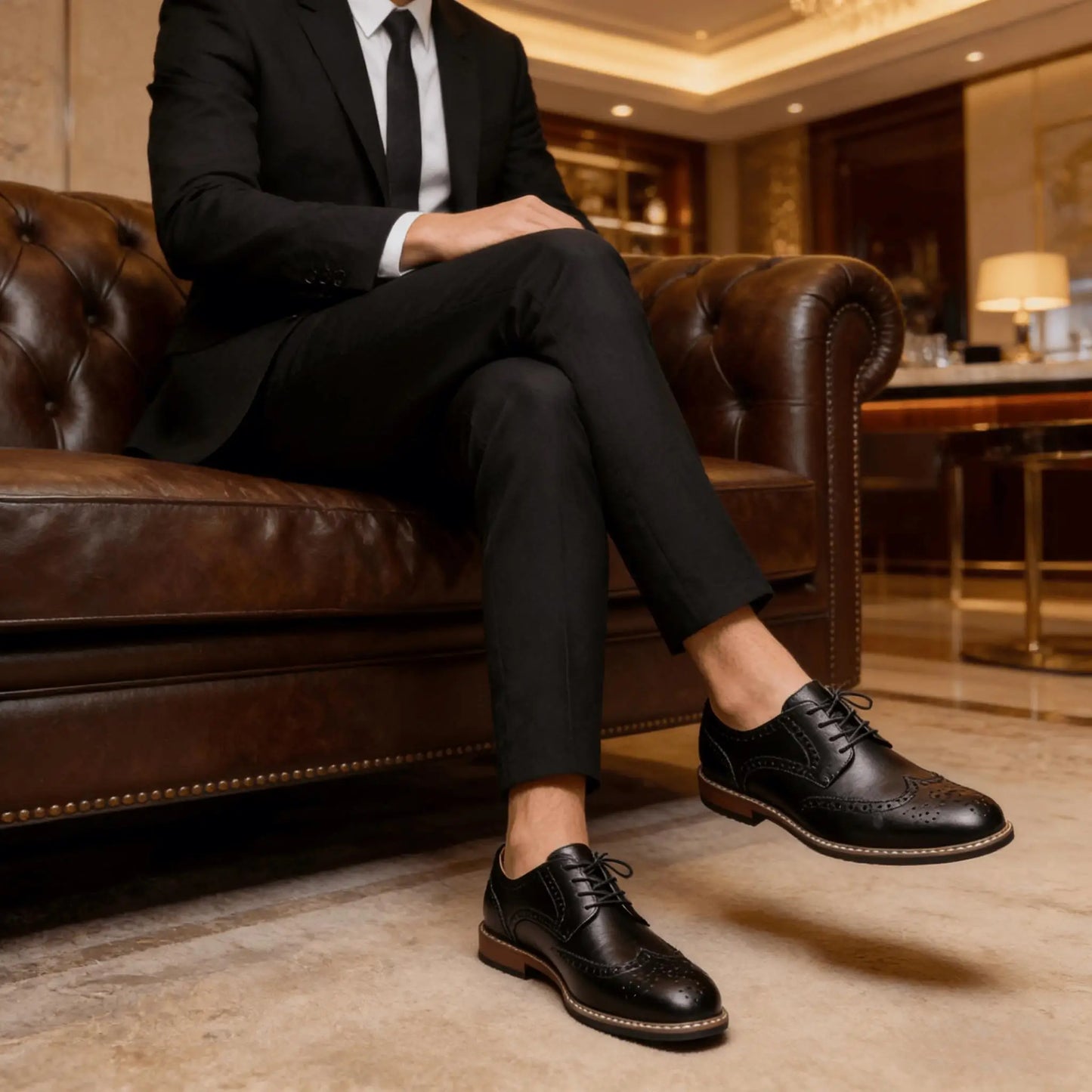 Mens Comfortable Lace-Up Dress Shoes for Business and Weddings